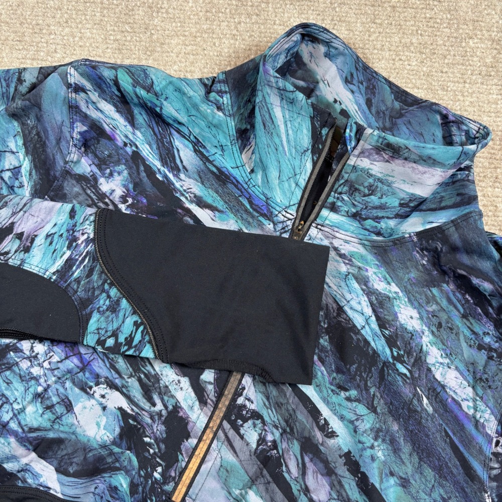 Lululemon Blue Black New Route 1/2 Zip Long Sleeve Women's Size 8
